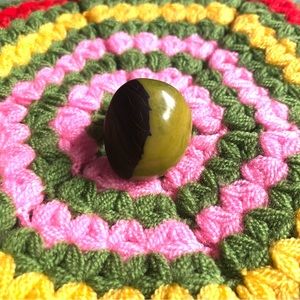 1970s Handmade Green Ring Size 7